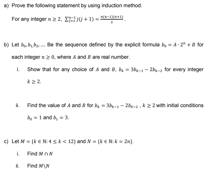 Solved A) Prove The Following Statement By Using Induction | Chegg.com