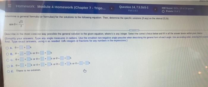Solved Homework: Module 4 Homework (Chapter 7 - Trigo... | Chegg.com