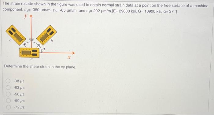 Solved The strain rosette shown in the figure was used to | Chegg.com