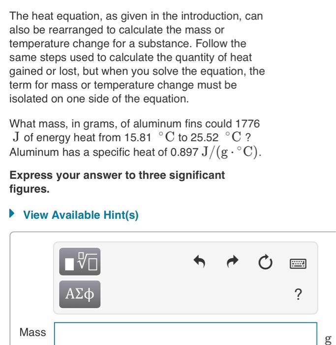 Solved The Heat Equation, As Given In The Introduction, Can | Chegg.com