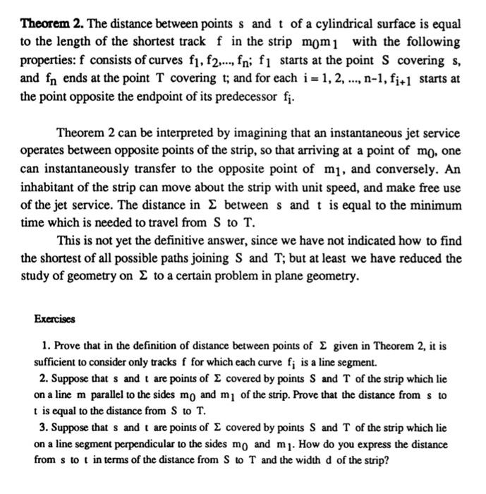 Theorem 2. The distance between points s and t of a | Chegg.com