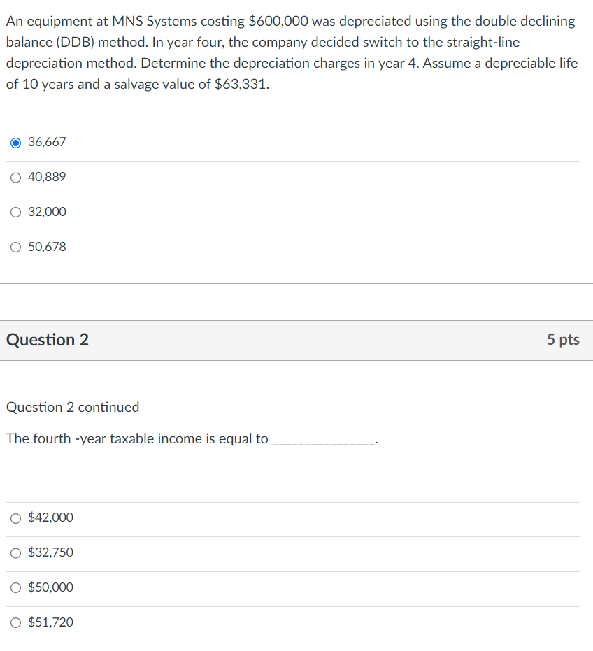 Solved An equipment at MNS Systems costing 600,000 ﻿was