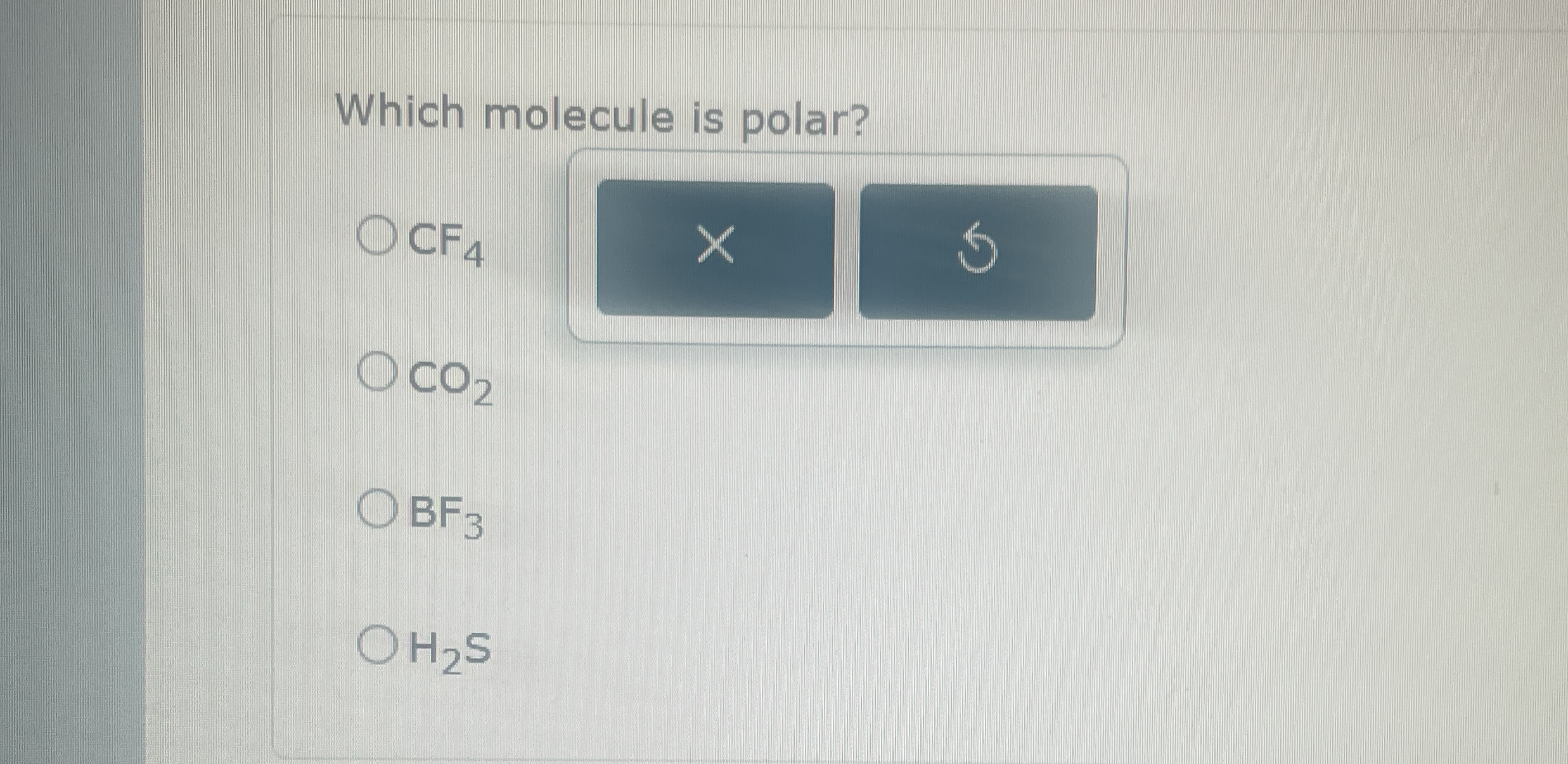 Solved Which Molecule Is Polar Cf Co Bf H S Chegg Com