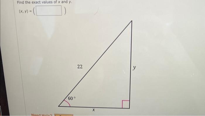 Find the exact values of \( x \) and \( y \).