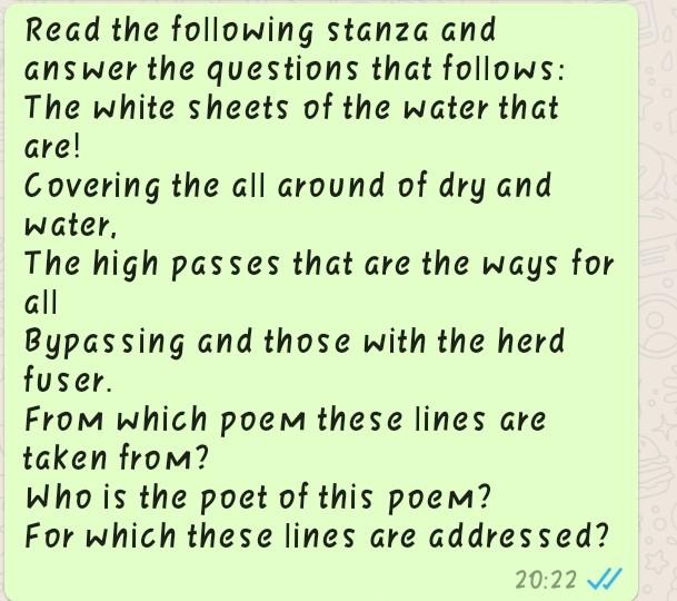 Solved Read the following stanza and answer the questions | Chegg.com