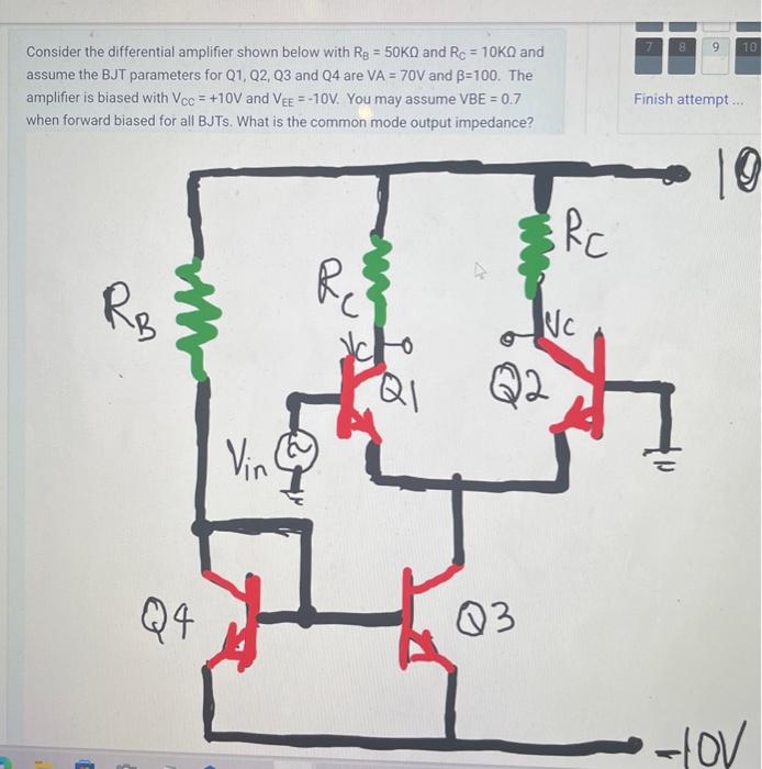 Solved Consider the differential amplifier shown below with | Chegg.com