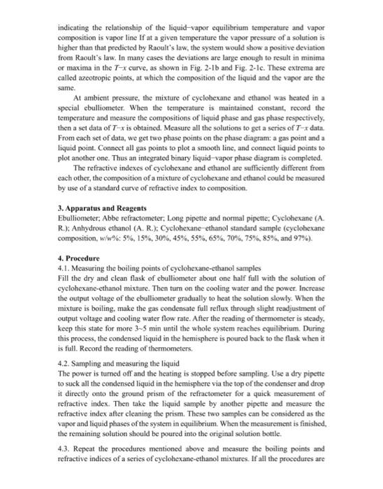 Solved Experiment 2 Phase Diagram of a Binary Liquid-Vapor | Chegg.com
