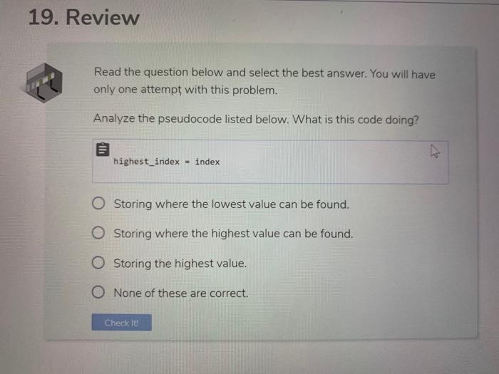 Solved 19. Review Read the question below and select the | Chegg.com