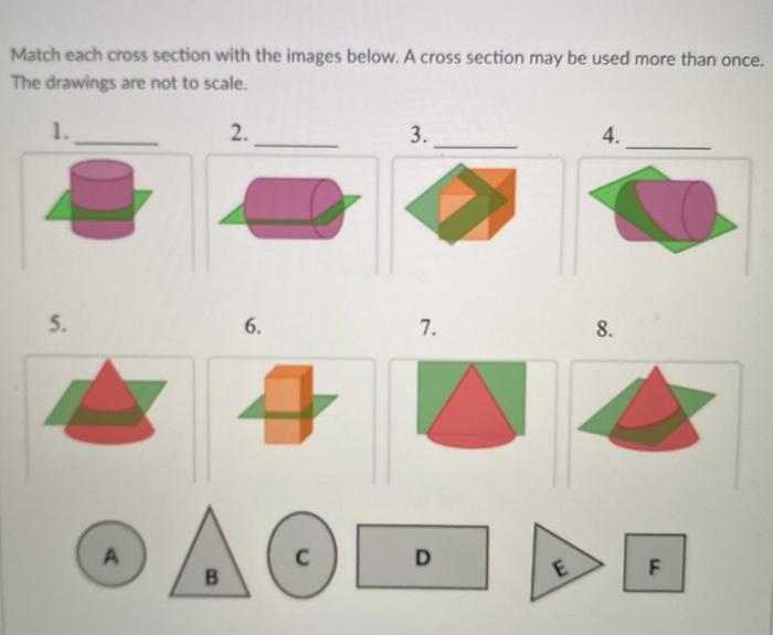 Solved Match each cross section with the images below. A | Chegg.com