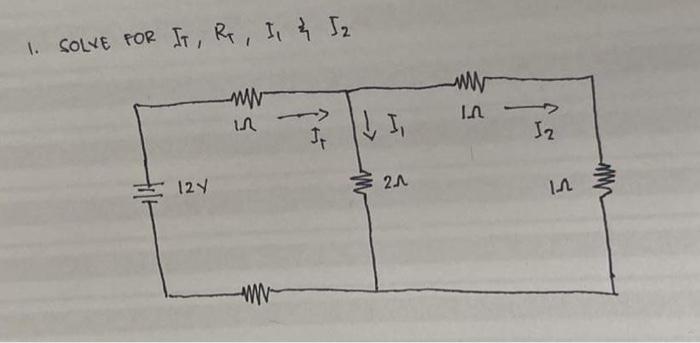 1. SOLVE fOR \( I_{T}, R_{T}, I_{1} \) \& \( J_{2} \)