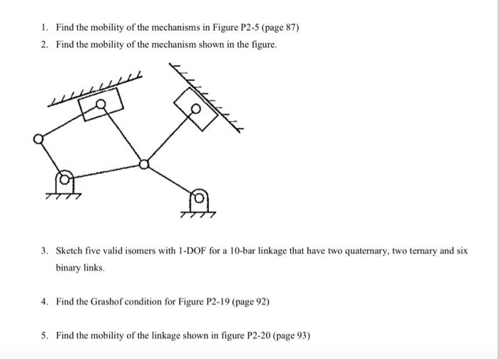 Solved 1. Find the mobility of the mechanisms in Figure P2-5 | Chegg.com