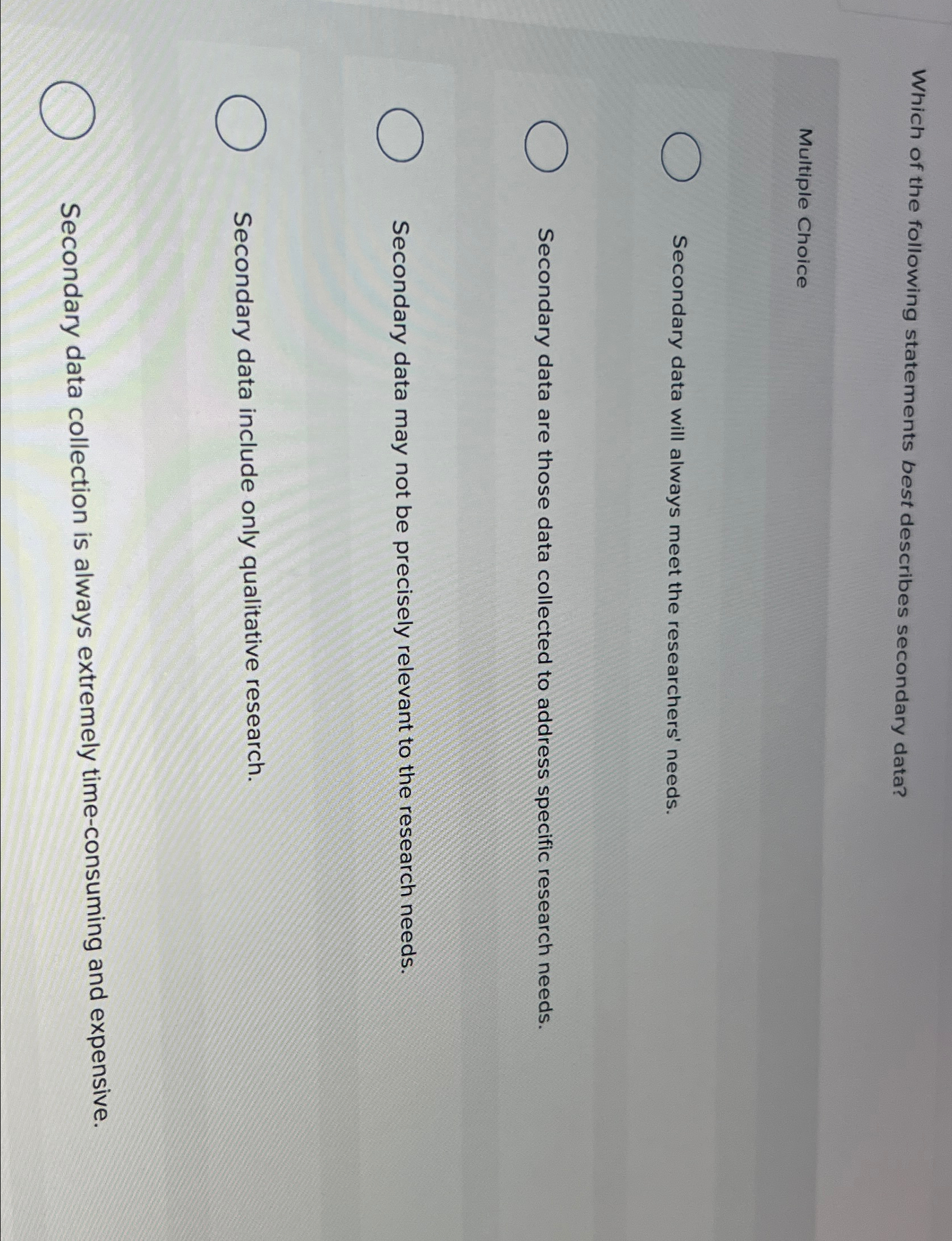 Solved Which of the following statements best describes | Chegg.com