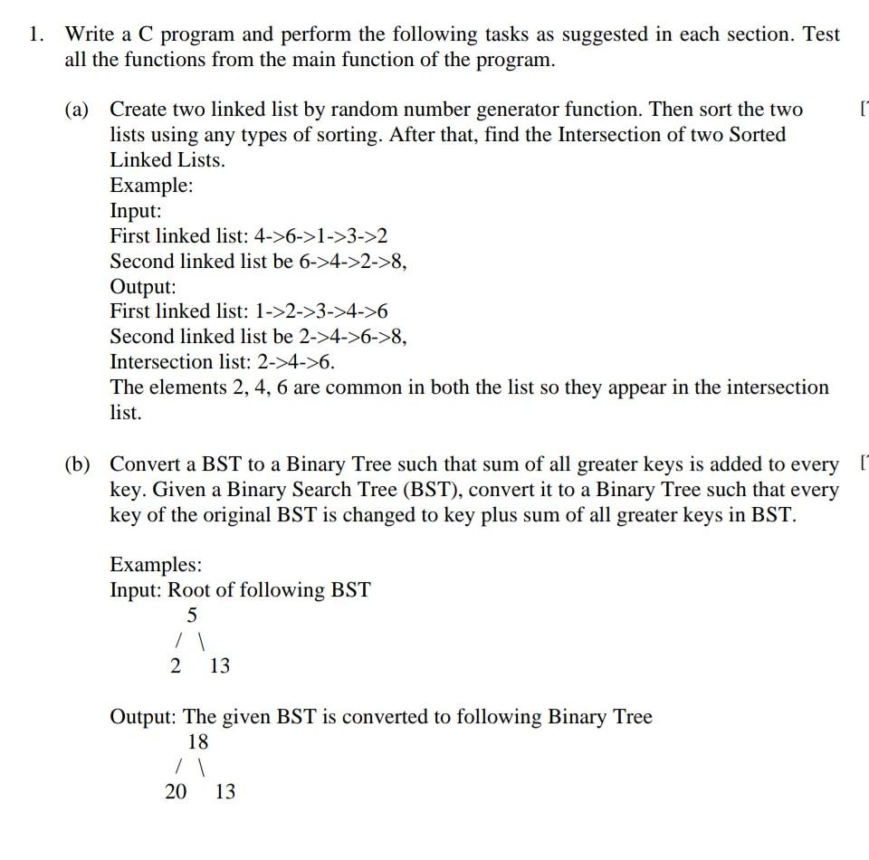 Solved 1. Write a C program and perform the following tasks | Chegg.com
