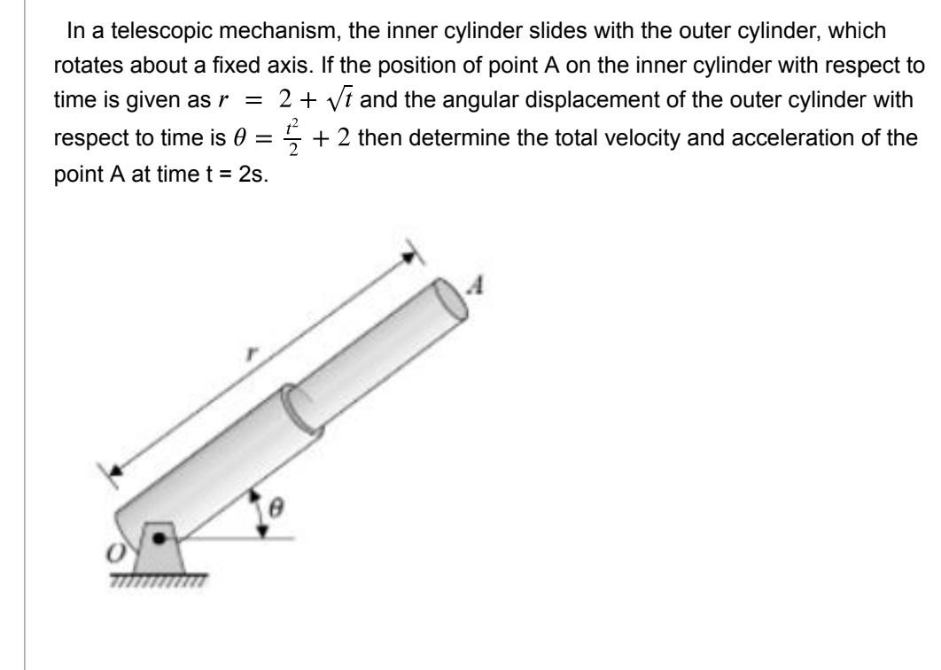 Solved In a telescopic mechanism, the inner cylinder slides | Chegg.com
