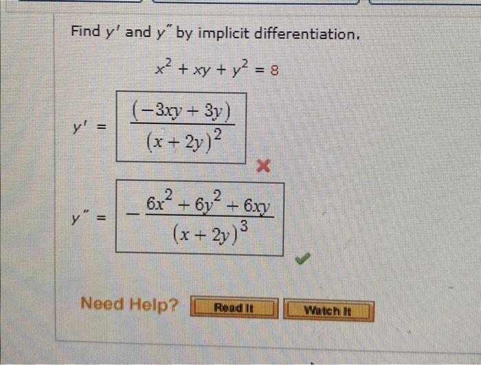 Solved Find Y′ And Y′′ By Implicit Differentiation 9460