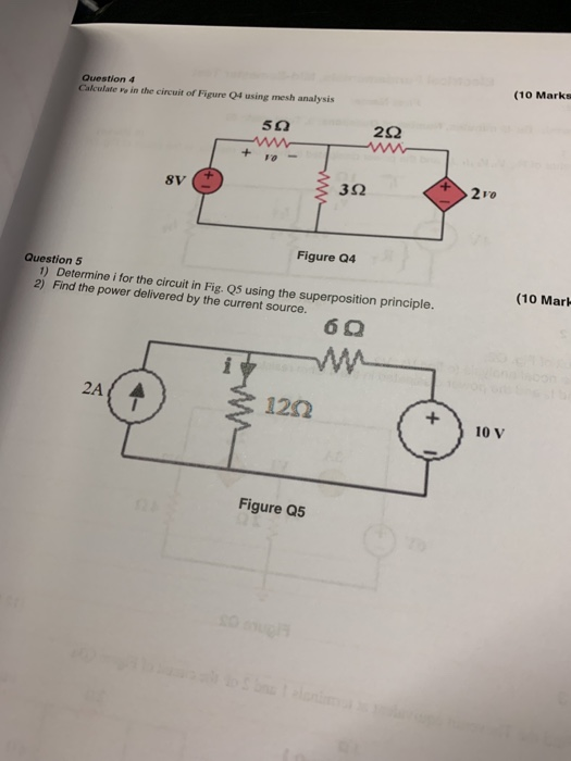 Solved Question 4 Calculate In The Circuit Of Figure 4 Using | Chegg.com