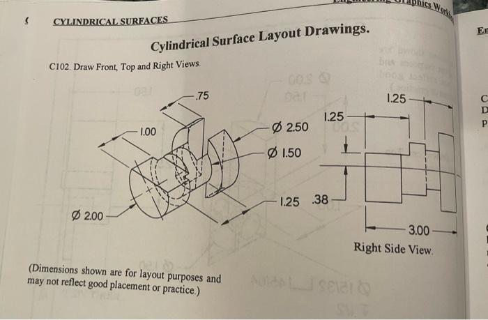 Solved \& CYLINDRICAL SUREACES Cylindrical Surface Layout | Chegg.com