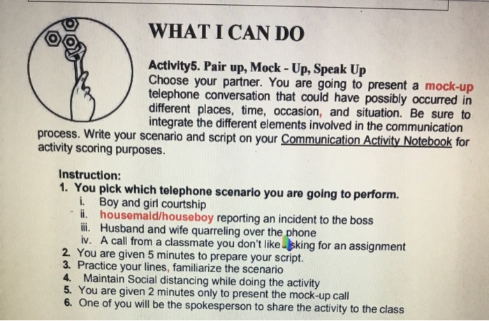 What I Can Do Activity5 Pair Up Mock Up Speak Up Chegg Com