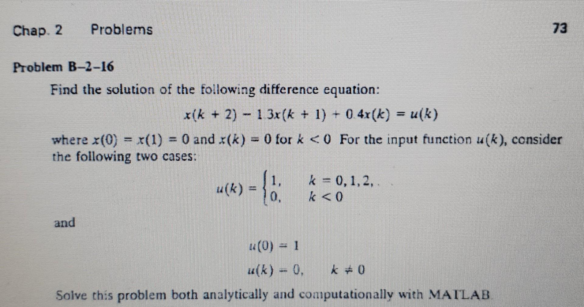 Solved Chap. 2 Problems 73 Problem B-2-16 Find The Solution | Chegg.com