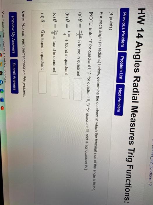 Solved Mujulestrig Functions 7 Hw 14 Angles Radial Meas Chegg Com