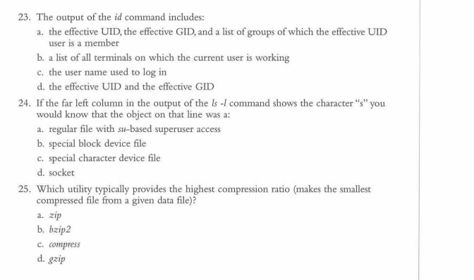 23 The Output Of The Id Command Includes A The Chegg Com