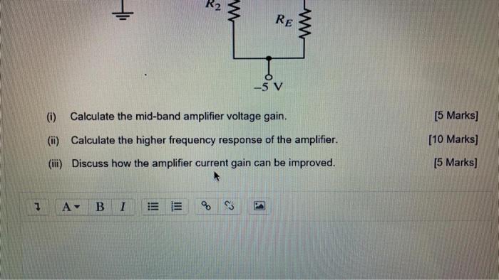 Solved An amplifier circuit shown below has the following | Chegg.com