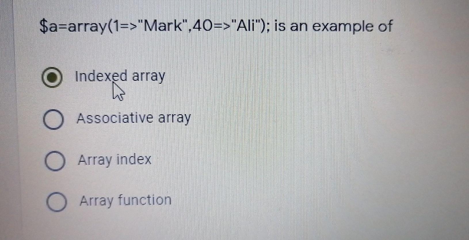 Solved $a=array(1=>