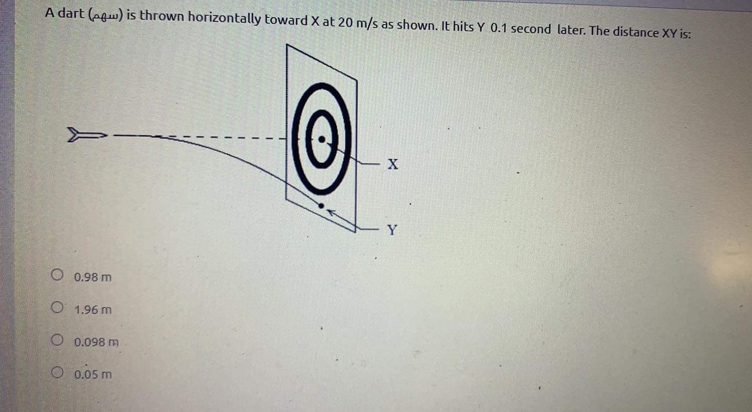 Solved A dart (new) is thrown horizontally toward X at 20
