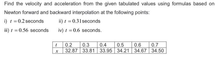 Solved Find the velocity and acceleration from the given | Chegg.com