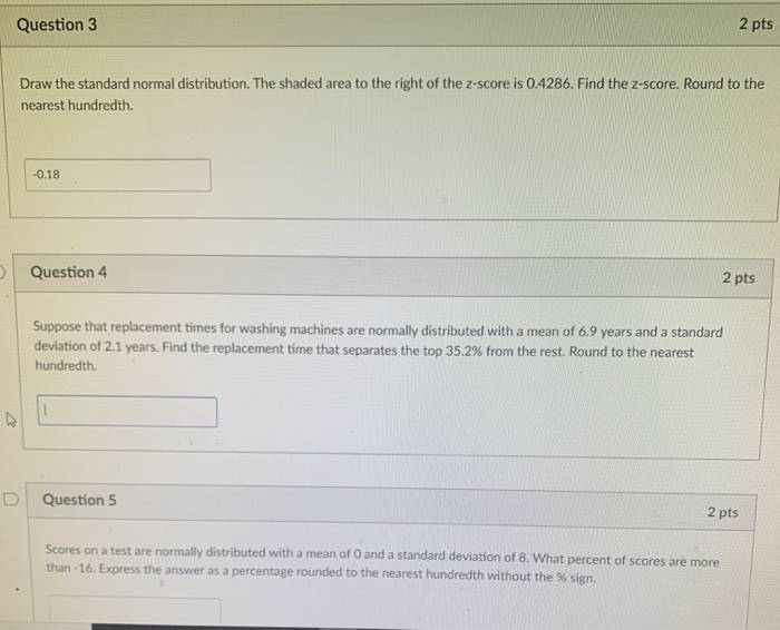 Solved Question 3 2 pts Draw the standard normal | Chegg.com