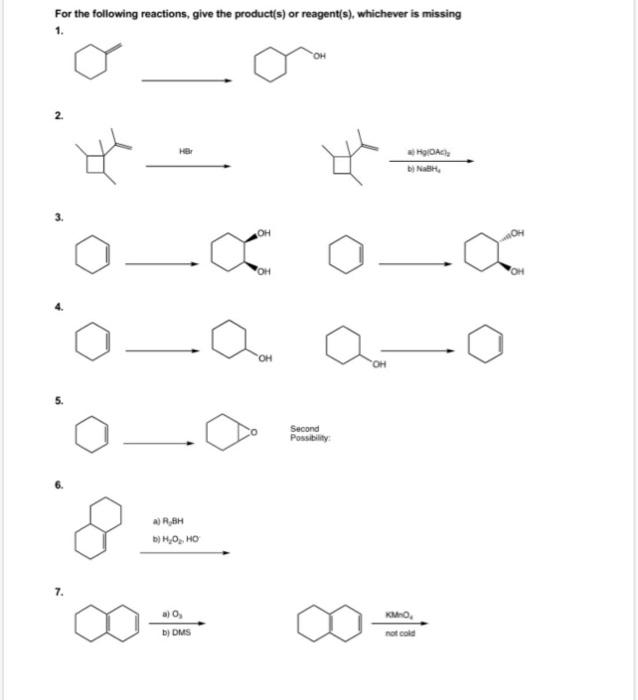 Solved For The Following Reactions Give The Products 8849