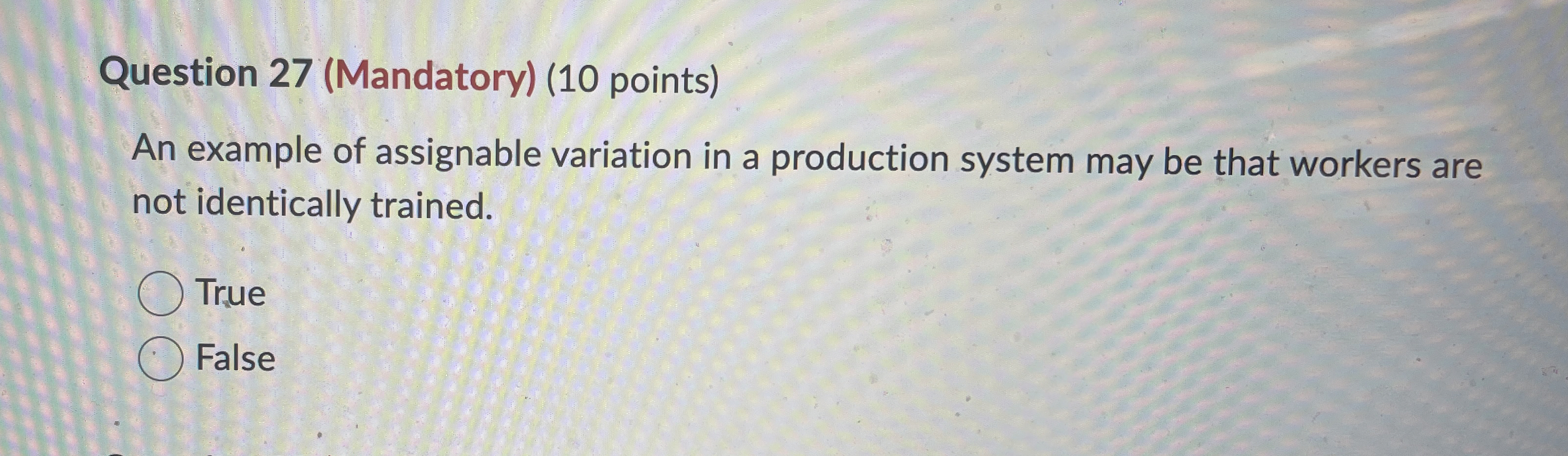 Solved Question 27 (Mandatory) (10 ﻿points)An example of | Chegg.com