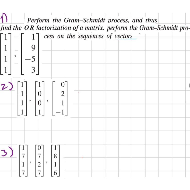 Solved Perform The Gram-Schmidt Process, And Thus Find The | Chegg.com