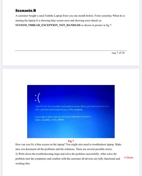 Solved Scenario A The customer brings his computer, which it