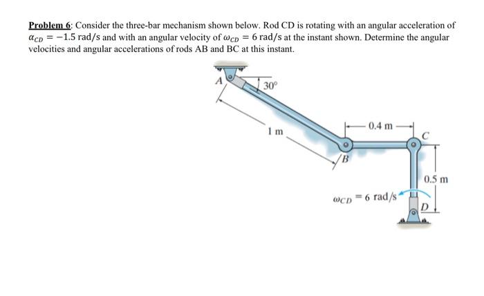 Solved Problem 6: Consider the three-bar mechanism shown | Chegg.com