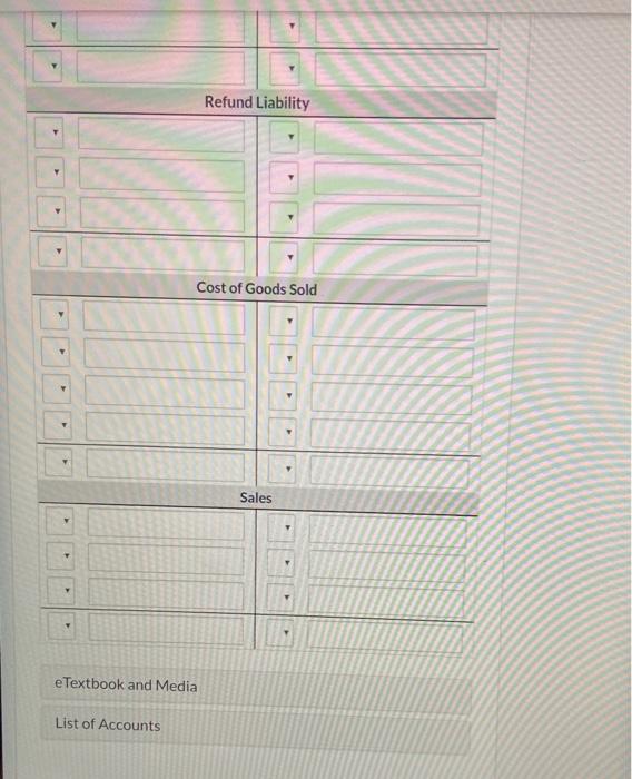 Refund liability cost of goods sold sales e textbook and media list of accounts