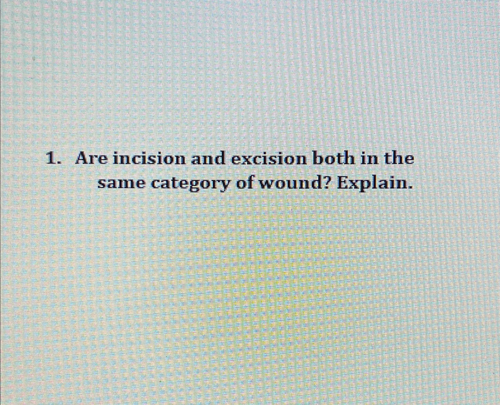 Solved Are incision and excision both in the same category