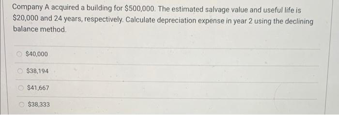 Solved Company A acquired a building for $500,000. The | Chegg.com