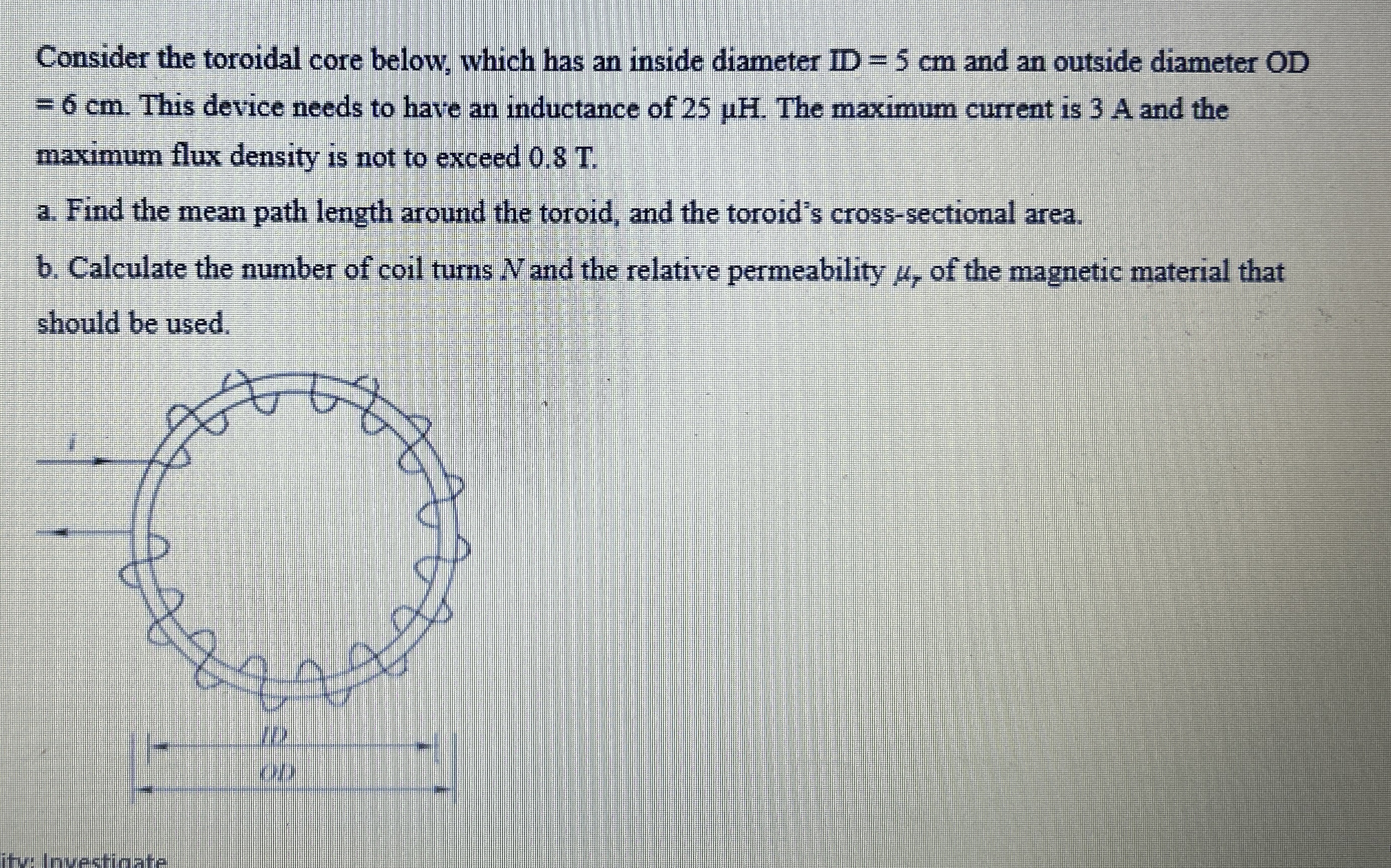 Solved Consider the toroidal core below, which has an inside | Chegg.com