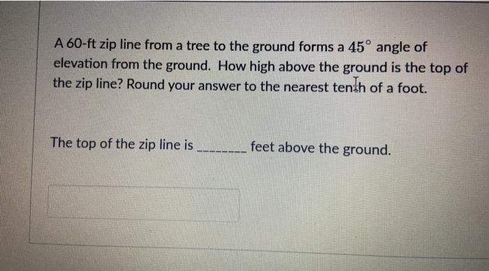 Solved A 60-ft zip line from a tree to the ground forms a | Chegg.com