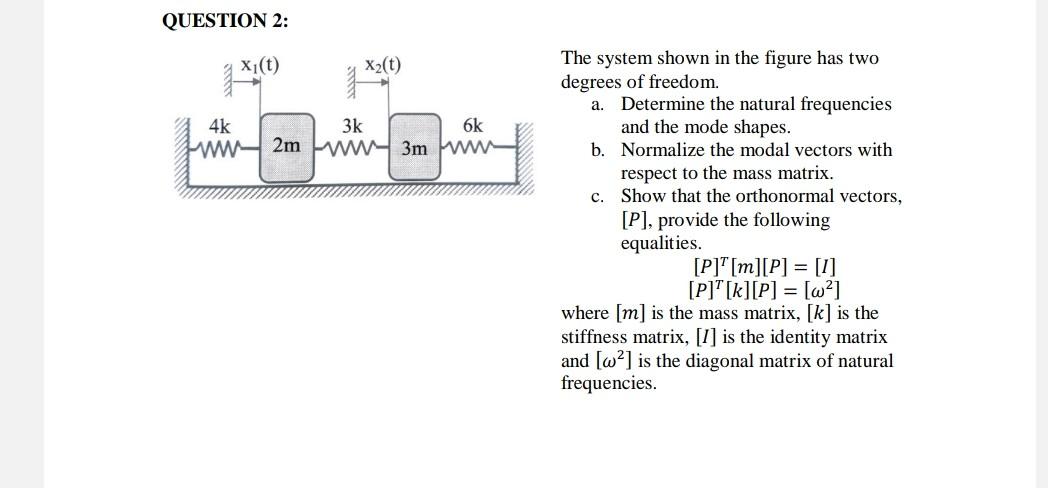 Solved QUESTION 2: The system shown in the figure has two | Chegg.com