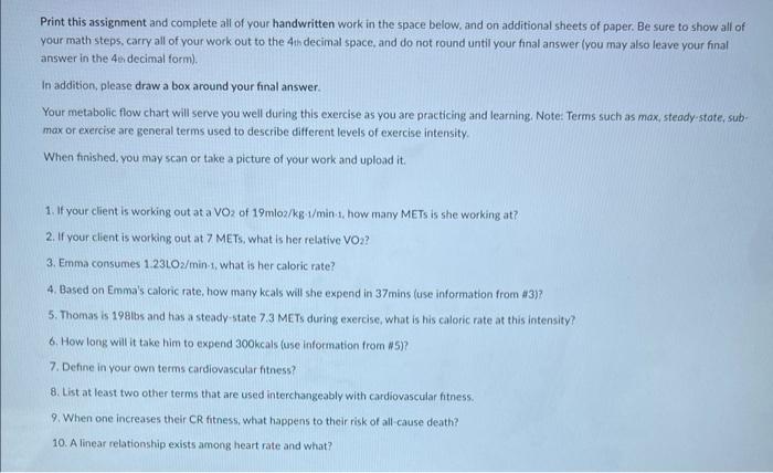 Solved Print this assignment and complete all of your | Chegg.com