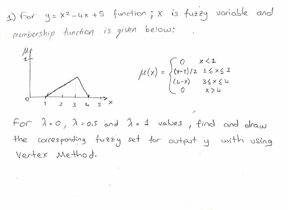 Solved 1 For Y X2 4x 5 Function X Is Fuzzy Variable And Chegg Com