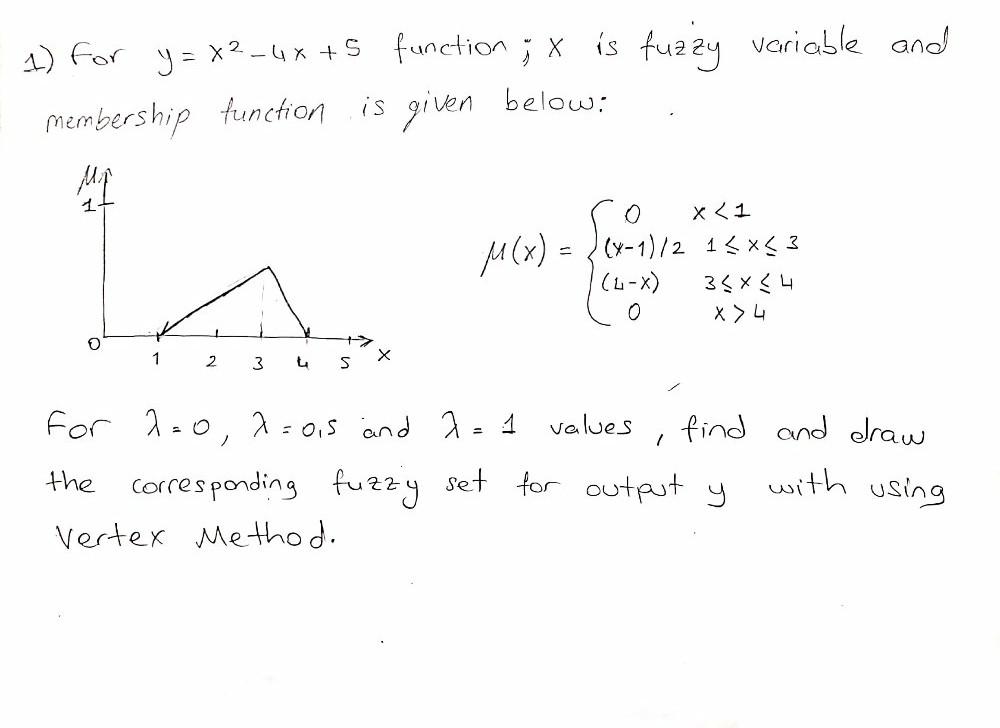 1 For Y X2 4x 5 Function X Is Fuzzy Variable And Chegg Com