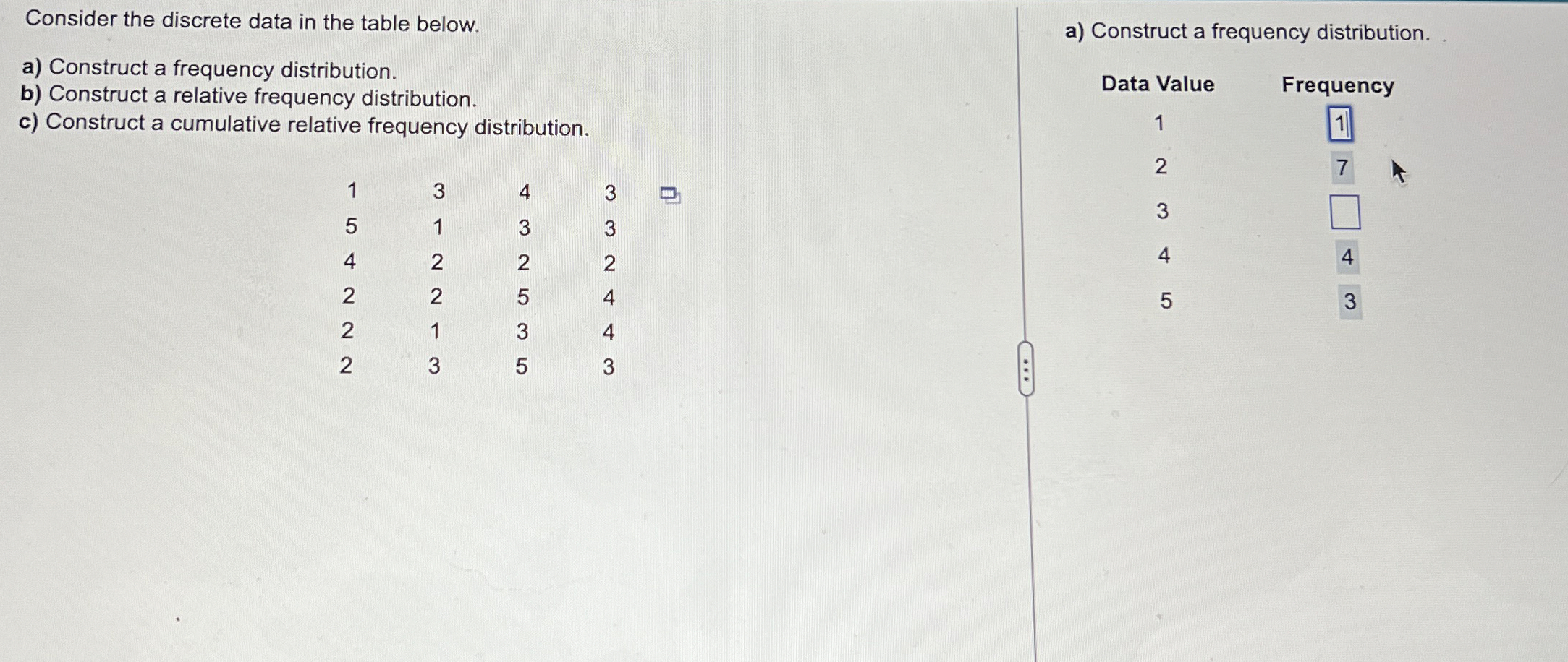 Solved Consider the discrete data in the table below.a) | Chegg.com