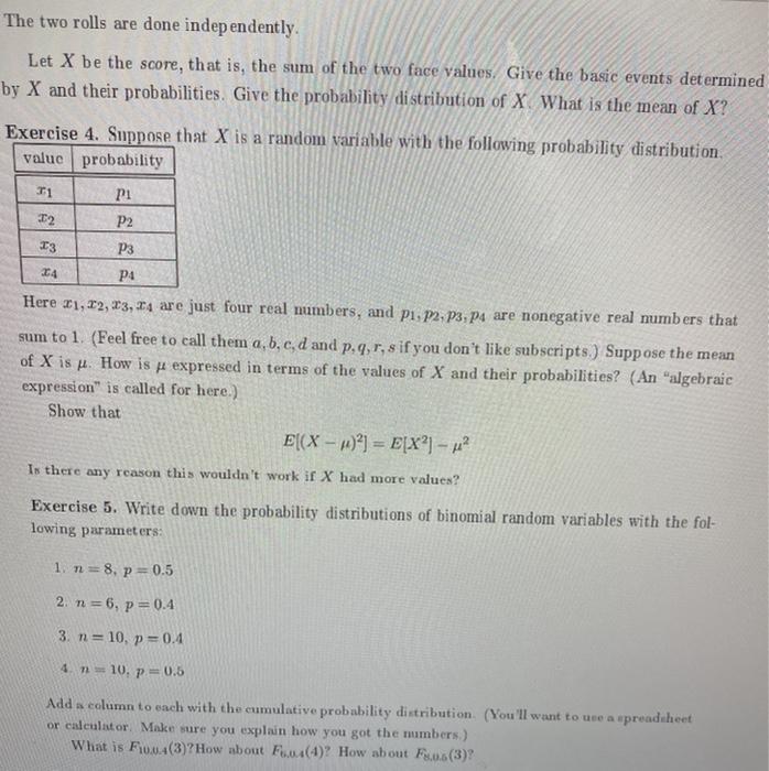 Solved " Draw a Exercise 1. Suppose the random variable X | Chegg.com