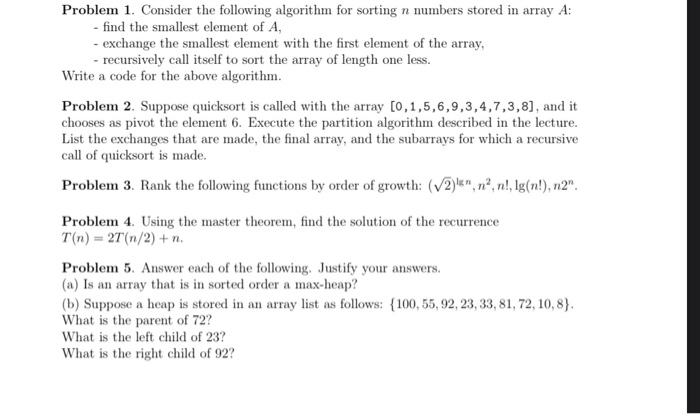 Solved Problem 1. Consider the following algorithm for | Chegg.com