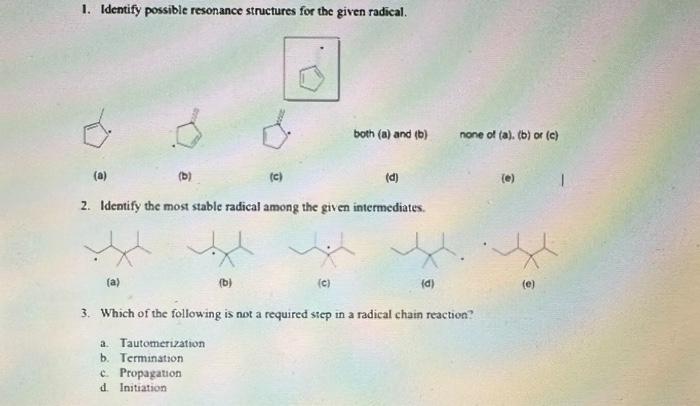 Solved 1. Identify possible resonance structures for the | Chegg.com