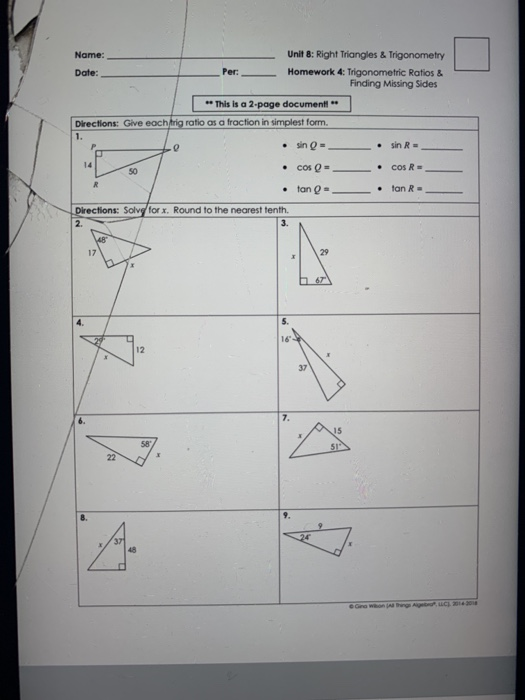 homework answer key unit 8 right triangles and trigonometry