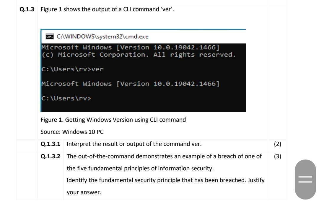 Figure 1 shows the output of a CLI command ver.